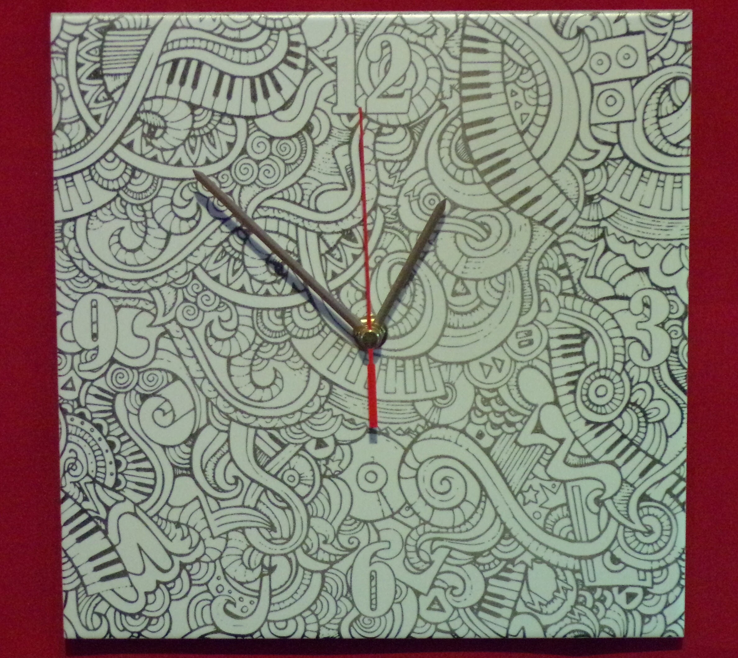 Ceramic Tile Wall Clock Unique Design Patterned Home Etsy