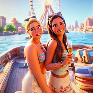 Aangepaste cartoonportret in Pixar-stijl, beste vriend, familie gepersonaliseerde illustratie, uniek cadeau voor hem en haar, leuke digitale kunst vanaf foto