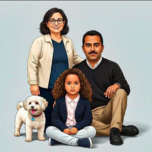 Sesión de fotos familiar personalizada Retrato / Arte familiar de dibujos animados personalizado, Fotos familiares cerca de mí, Foto familiar