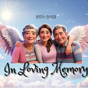 Custom 3D Cartoon Memorial Portrait: Remembrance Gift (Digital Download)