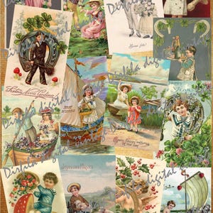 56 Vintage Postcards of children, High Quality Digital Downloads, ephemera for junk magazine and scrapbook