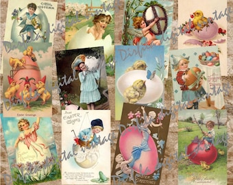 48 Vintage Easter Postcards – Printable Antique Ephemera for Junk Journals, Scrapbooks & Crafts