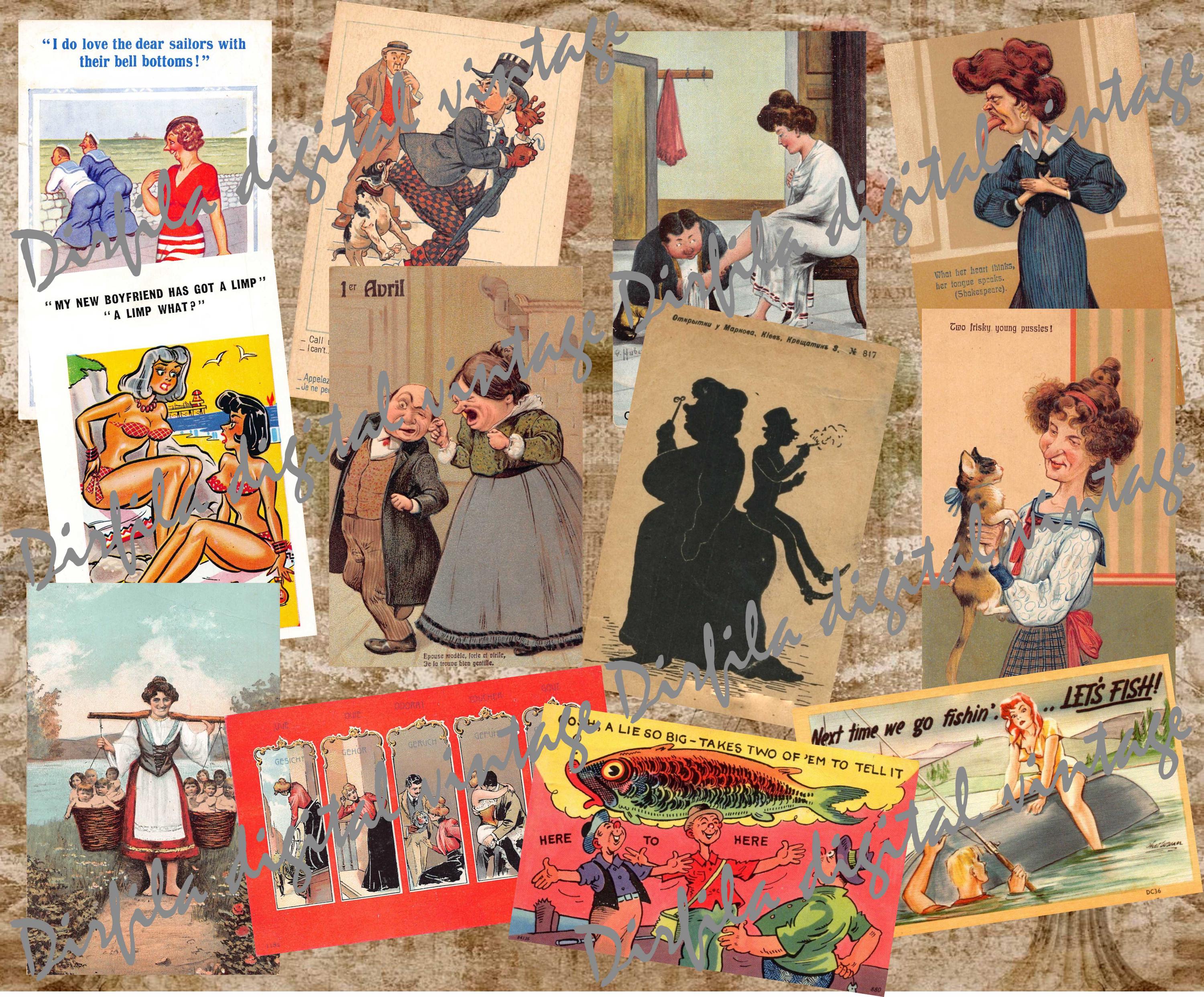 Funnt Post Card Funny Vintage Postcards – Printable Antique Humor Cards for ...