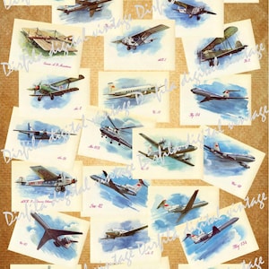 Retro Aeroflot USSR Flugzeug Postkarten - Set mit 24 Instant Download Prints