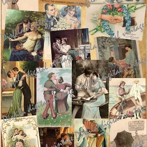 48 Vintage Romance Postcards Collection - Instant Download, Ideal for Junk Journals, Valentines, Scrapbooking