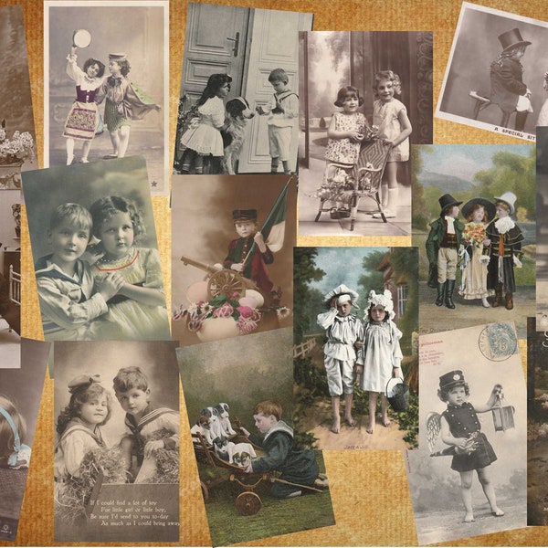 Vintage photographs of children 1900-1910, Postcard digital, High Quality Digital Downloads for Your Creative Projects