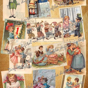 36 Vintage Postkarten von Kindern, Postkarte digital, hochwertige digitale Downloads für Ihre kreativen Projekte