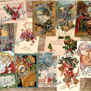 72 Vintage Postcards Bundle - Christmas & New Year Theme, Digital Download and Printed, Ephemera for Junk Journal, Scrapbook