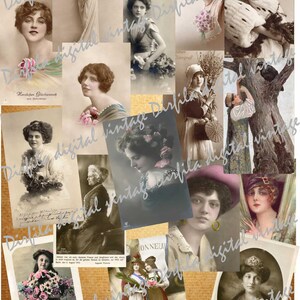 48 Fotografias e cartões postais vintage de mulheres, download de alta qualidade, itens efêmeros para revistas de lixo e álbuns de recortes