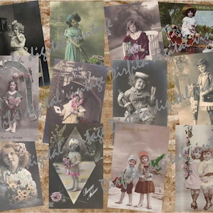 36 Vintage Fotografien von Kindern, hochwertige digitale Downloads, Ephemera für Junk Journal und Scrapbook