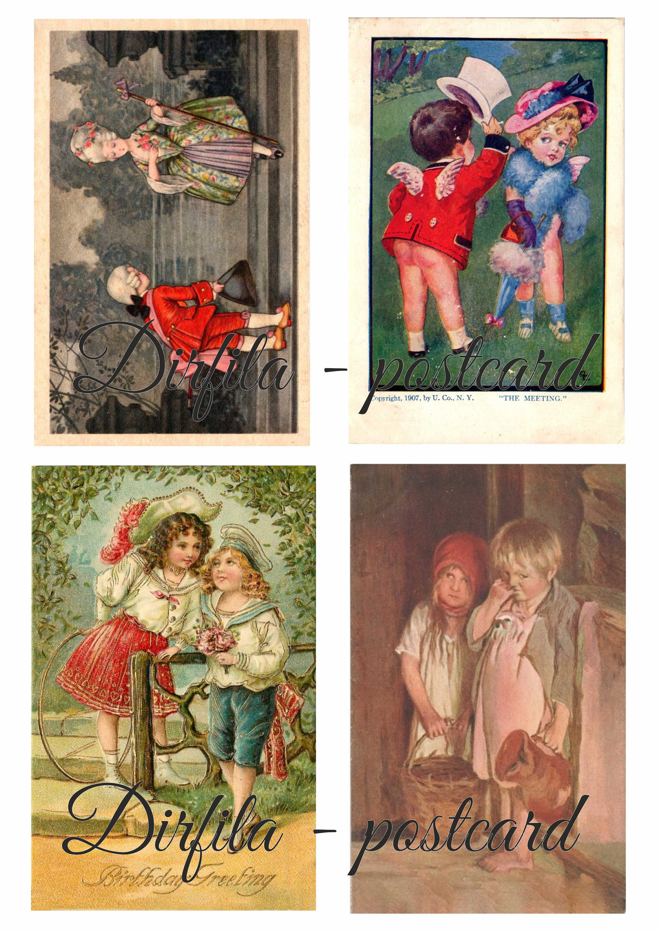 48 Vintage Postcards of Children, Postcard Digital, High Quality ...