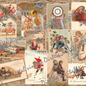 Vintage Christmas & New Year Postcard Bundle, antique postcards from the early 1900s