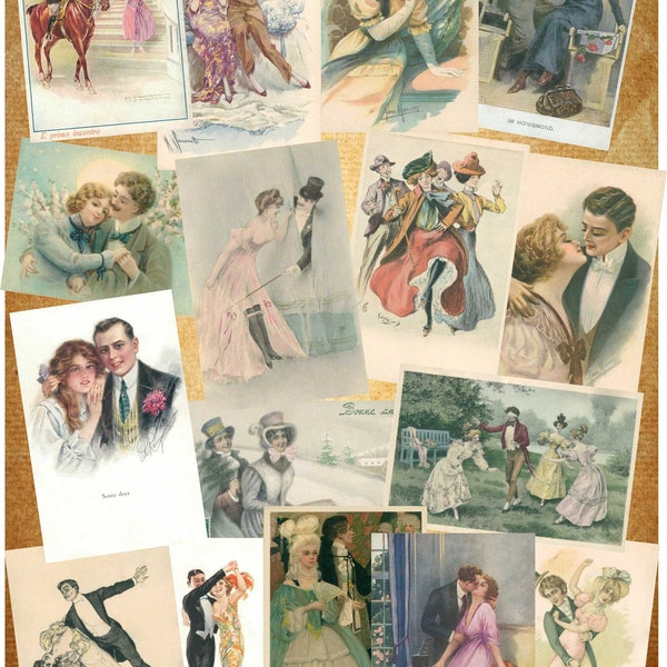 Love & Romance Collection - High Quality Vintage Postcards - Digital Download