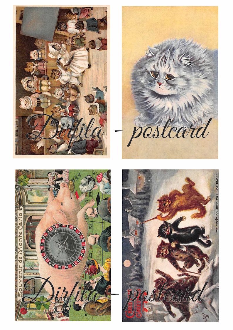 Set of 60 Vintage Animals and Birds Postcards - High Quality Digital ...