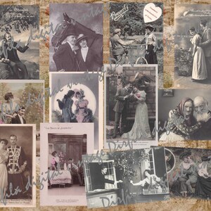 Cartoline d'amore vintage - Effimere stampabili con coppie romantiche per diari spazzatura e scrapbooking