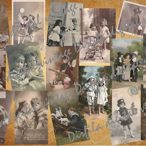 Vintage photographs of children 1900-1910, Postcard digital, High Quality Digital Downloads for Your Creative Projects