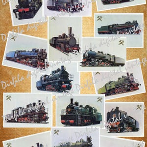 Vintage Train Digital Paper – Retro Locomotive Backgrounds for Junk Journals, Scrapbooking & Crafts