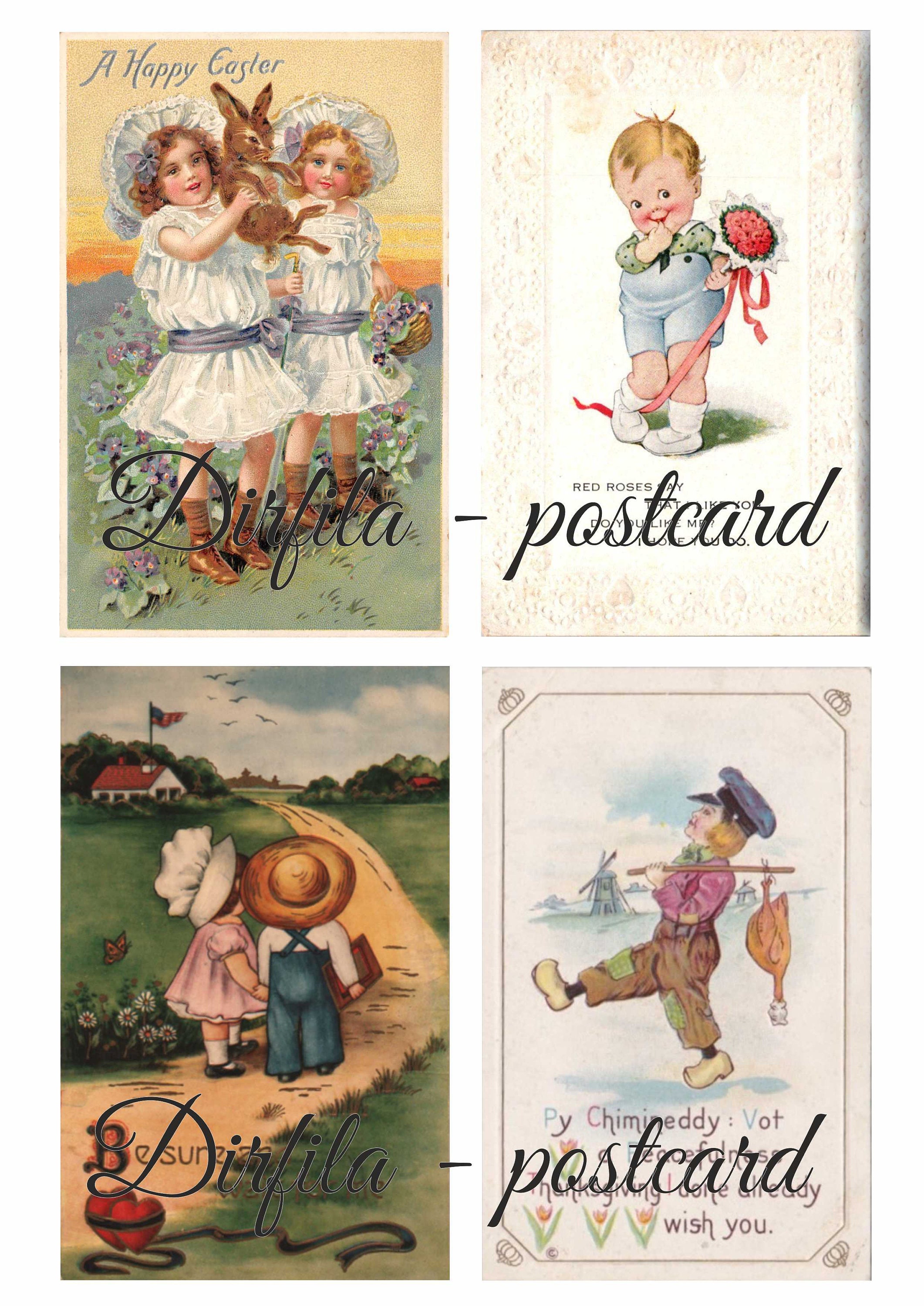 48 Vintage Postcards of Children, Postcard Digital, High Quality ...