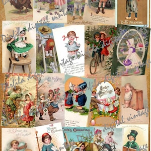 40 Vintage Postkarten von Kindern, Postkarte digital, hochwertige digitale Downloads für Ihre kreativen Projekte