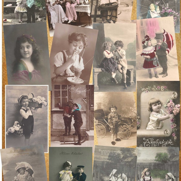 32 Vintage Photographs of children, High Quality Digital Downloads, ephemera for junk magazine and scrapbook