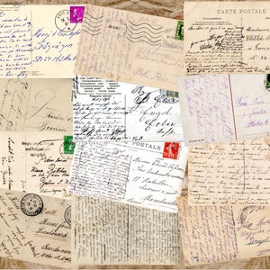 36 Vintage Digital Postcards, Postcard Back, Printable Digital Download Ephemera, Junk Journal