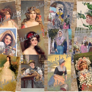 Vintage Women & Girls Photo Bundle – 36 Printable Antique Images – Scrapbook Junk Journal Kit – Instant Download
