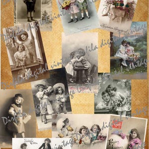 48 Fotografias Vintage de crianças, Postais digitais, Downloads digitais de alta qualidade, itens efêmeros para revistas de lixo e álbuns de recortes