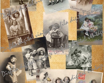 48 Vintage Photographs of children, Postcard digital, High Quality Digital Downloads, ephemera for junk magazine and scrapbook