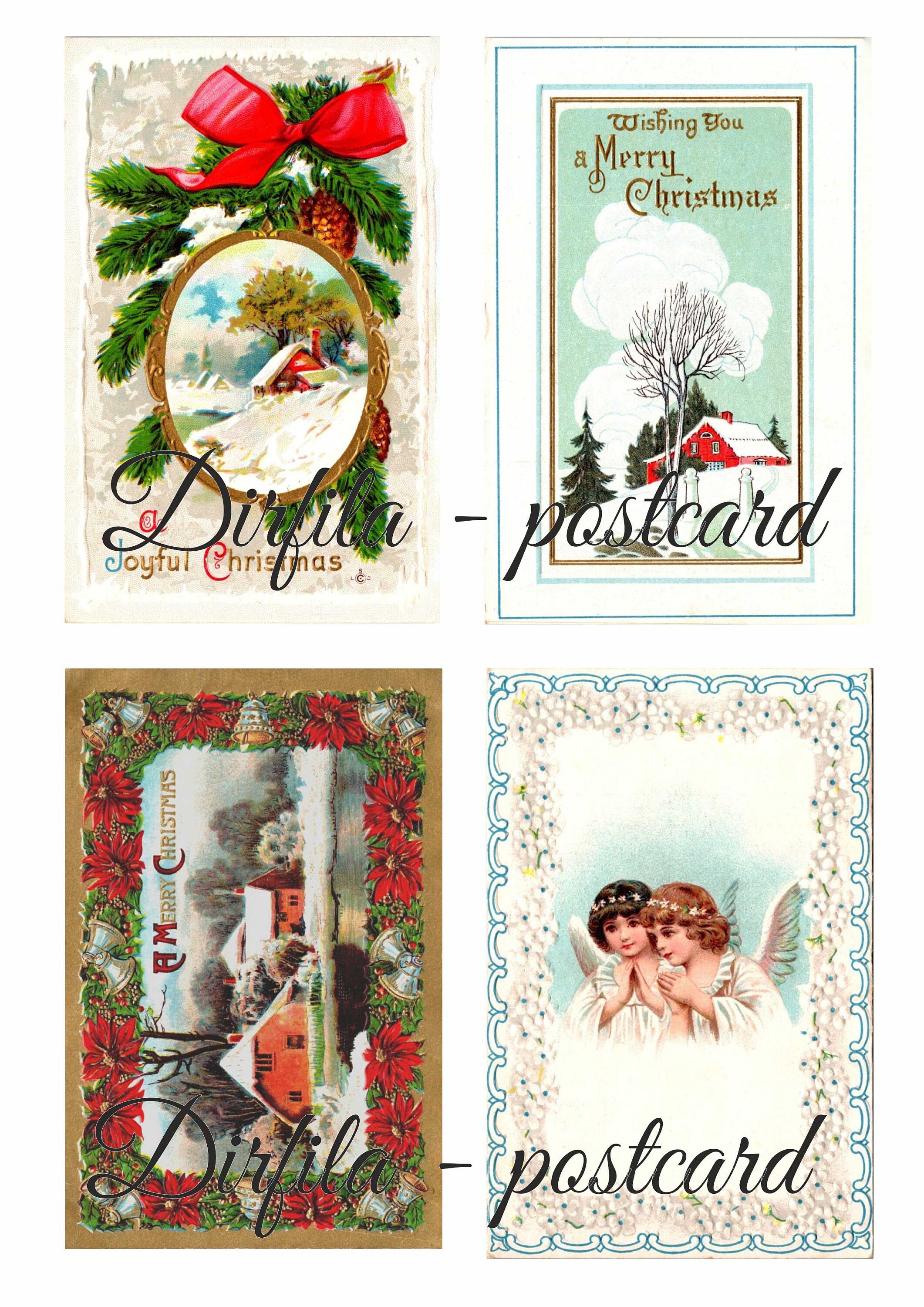 80 Vintage Postcards Bundle - Christmas & New Year Theme, Digital ...