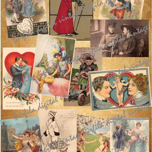 Vintage Postcards, Romance, Love, Valentines, High Quality Download, Ephemera for junk magazine and scrapbook
