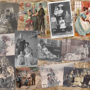 36 Vintage Familien Fotos & Postkarten – Frauen und Kinder – Printable Ephemera für Scrapbooking und Junk Journals