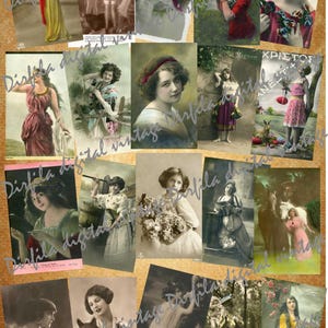 Raccolta di 40 foto e cartoline vintage di donne e ragazze - Download immediato per album e diari spazzatura