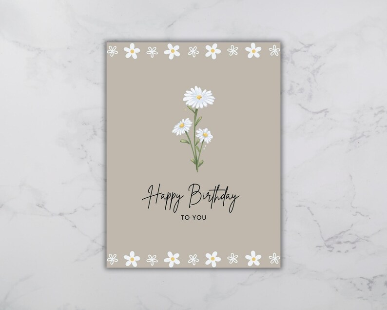Daisy Birthday Card Printable Birthday Card Instant Download - Etsy