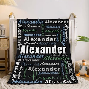 Personalized Name Blanket Custom for Baby, Kids, Teenagers - 5 Size Options - Custom Nursery Blanket for Newborn, Kids, Swaddle
