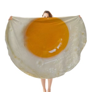 Round Omelette Pattern Blanket, Funny Realistic Food Pattern, Kids Adult Thin Blanket