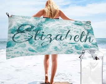 Personalized Beach Towel, Ocean Printed Towel, Customized Beach Towel with Name, Personalized Gift, Beach Towel for Family, Friends