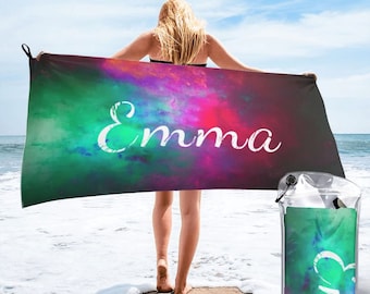 Personalized beach towel with name, personalized colorful towel, custom name bath towel, kids beach towel, pool, beach, birthday gift
