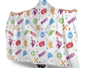 Personalised Photo Hooded Blanket, Custom Pictures, Logos, Names, Soft and Cosy Hooded Blanket, Halloween Hooded Blanket