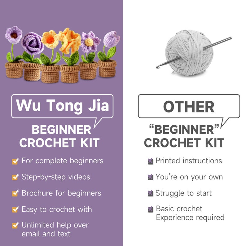 Crochet Kit, DIY Crochet Starter Kit,home Decoration Handmade Material Pack,for Beginnersflower