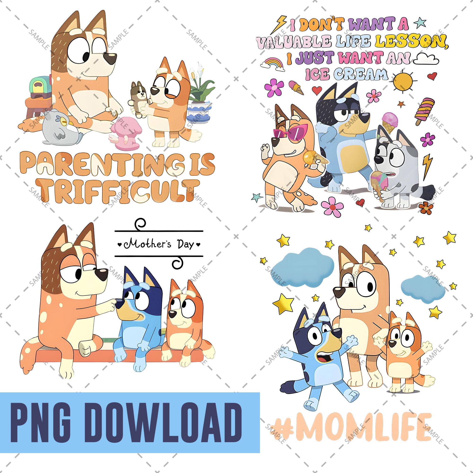 Bluey Mom Png Bluey Mother's Day Png Bluey Momlife Png Etsy