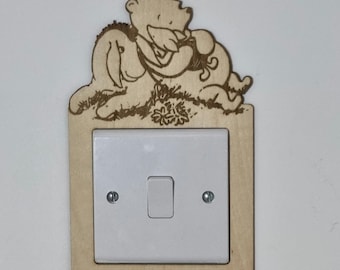 Classic Winnie the Pooh, Eeyore and Piglet Wooden Light Switch Surround | Nursery Decor