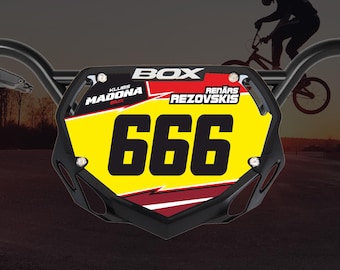 Simple Classic BMX Number Plate Sticker | Custom Racing Decal | BMX Race Plate | USA Bmx Grands | Uci Bmx World Championship | Race Number