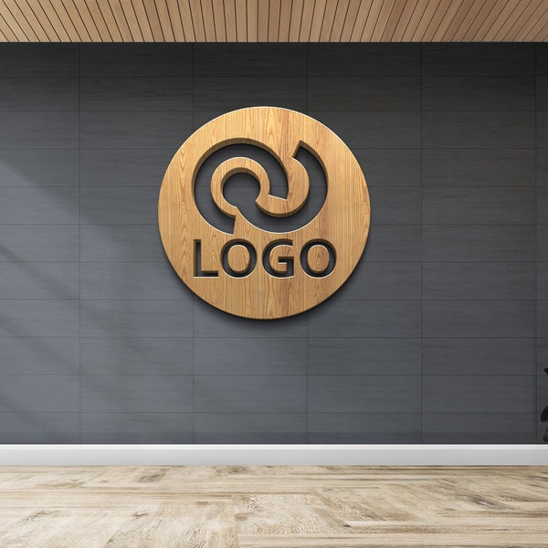 Enseigne Logo En Bois, Format Cercle, Enseigne De Bureau Pour Mur, Logo En Bois, Enseigne Personnalisée Découpée Au Laser