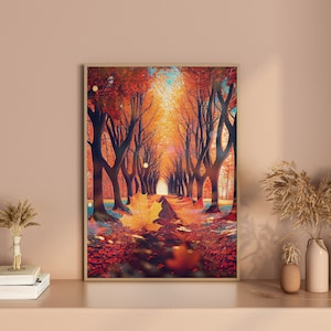 Poster della foresta autunnale, Poster stampato personalizzato, Poster con cornice in legno autunnale