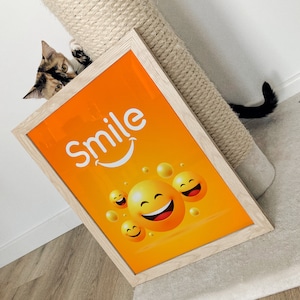 Poster Smile, Poster stampato personalizzato, Poster con cornice in legno
