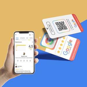 Scheda di recensioni Google contactless e connessa Verticale, scheda di raccolta recensioni di Google, Scheda con chip NFC, Scheda di recensioni Google senza contatto