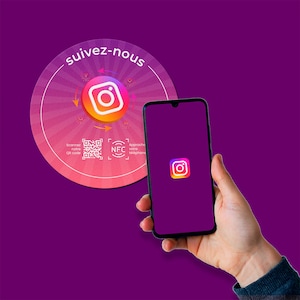 Sticker Instagram Connecté Avec Puce NFC Pour Mur, Comptoir, PLV Et Vitrine