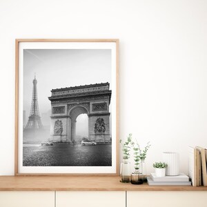 Poster Parigi e Champs Elysées, Poster stampato personalizzato, Poster con cornice in legno