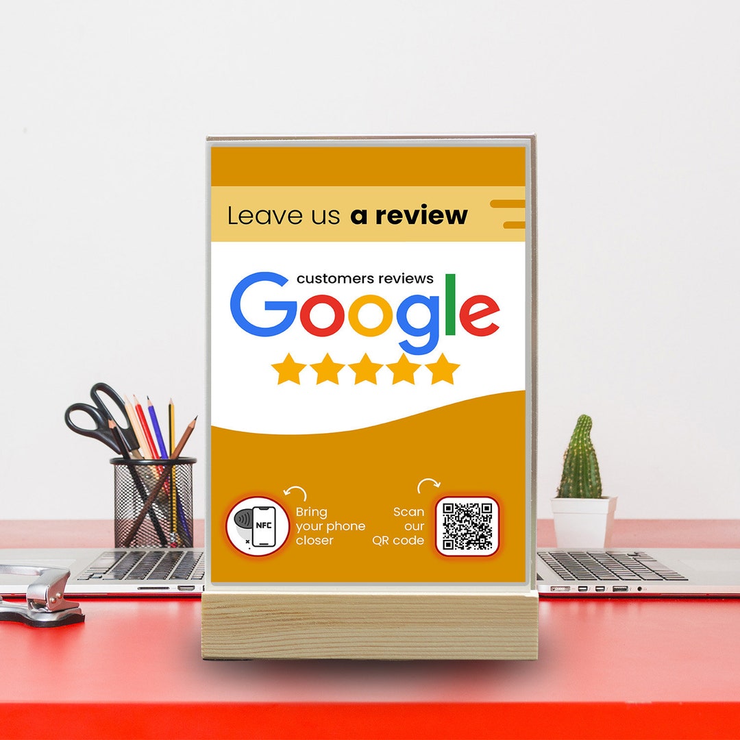 Présentoir NFC & QR Code Pour Avis Google - Panneau Blanc Acrylique Pour Restaurants Et Commerces