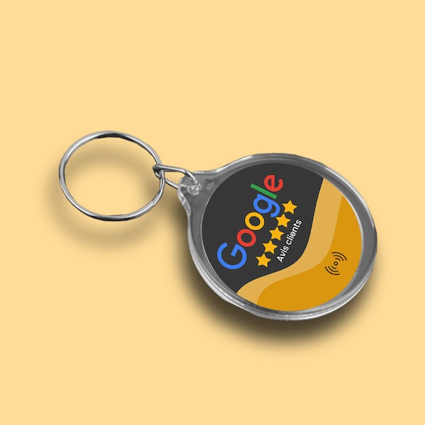 Porte-Clé Avis Clients Google Connecté Avec Puce NFC Intégrée et QR code